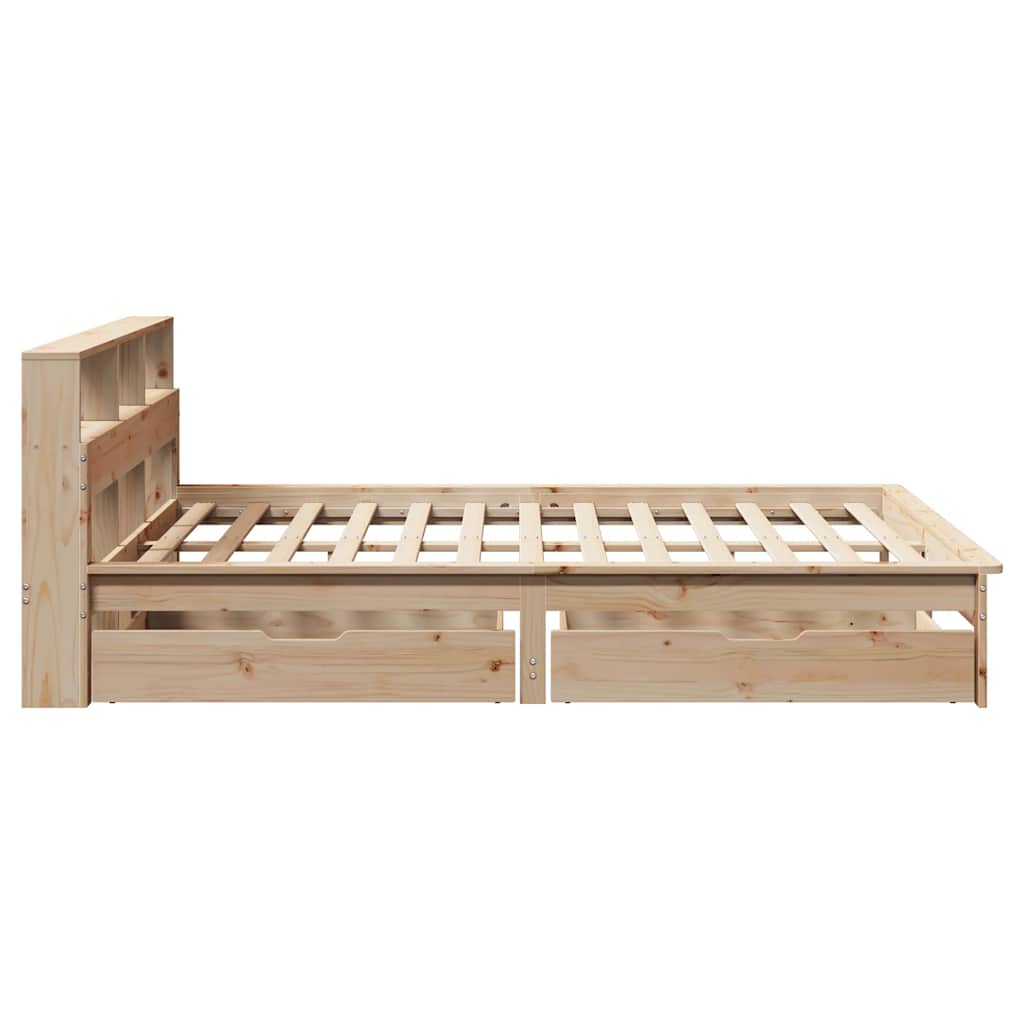 Seng med bokhylle uten madrass 135x190 cm heltre furu