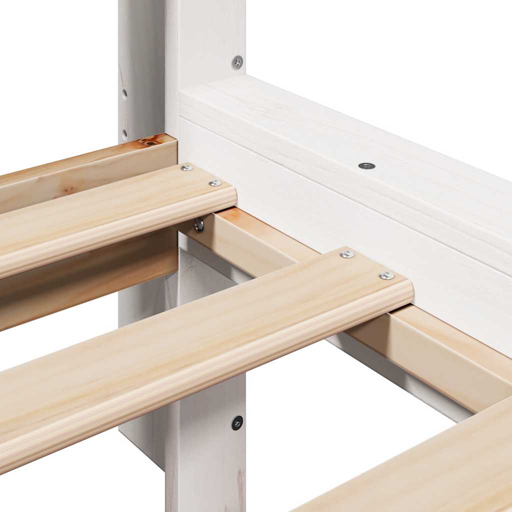 Seng med bokhylle uten madrass hvit 135x190 cm heltre furu