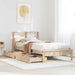 Seng med bokhylle uten madrass 90x190 cm heltre furu