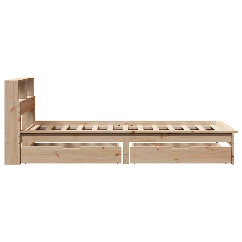 Seng med bokhylle uten madrass 75x190 cm heltre furu