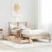 Seng med bokhylle uten madrass 75x190 cm heltre furu