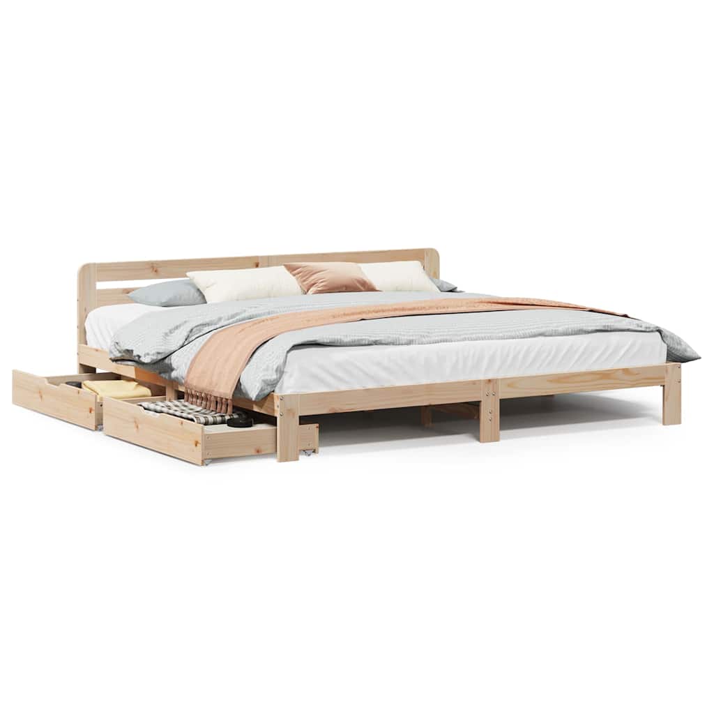 Sengeramme med madrass 200x200 cm heltre furu