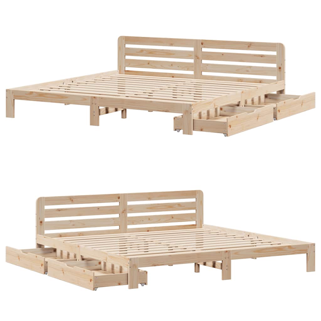Sengeramme med madrass 200x200 cm heltre furu