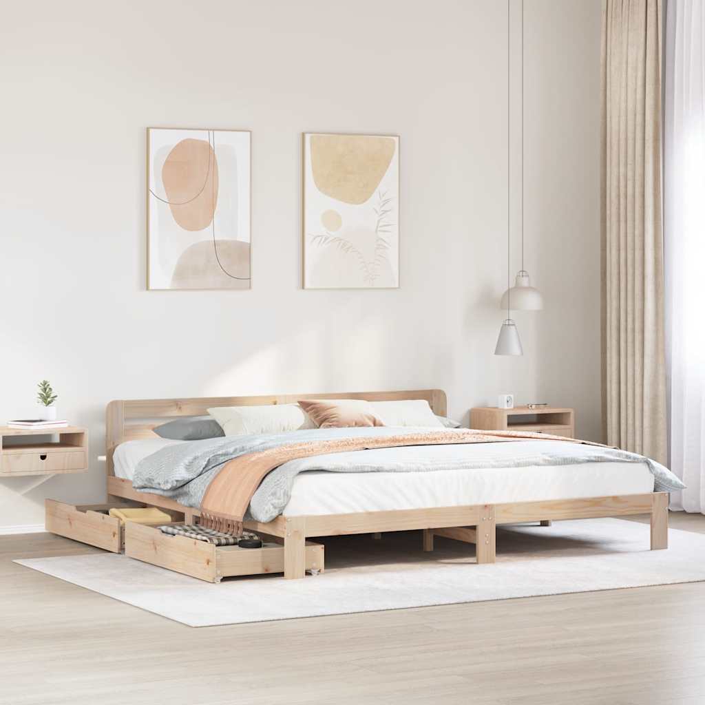 Sengeramme med madrass 200x200 cm heltre furu
