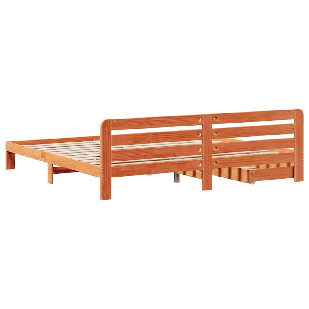 Sengeramme uten madrass voksbrun 200x200 cm heltre furu