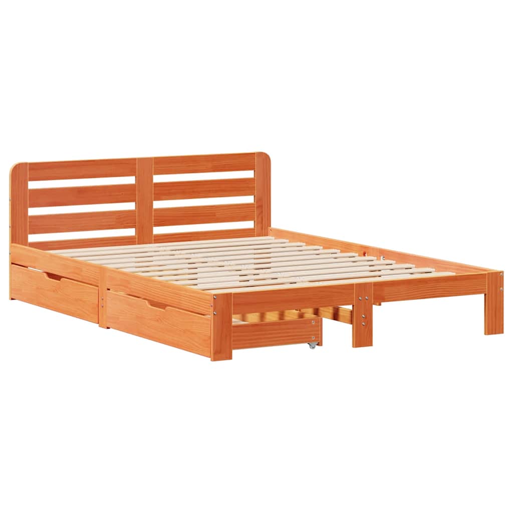 Sengeramme uten madrass voksbrun 120x190 cm heltre furu