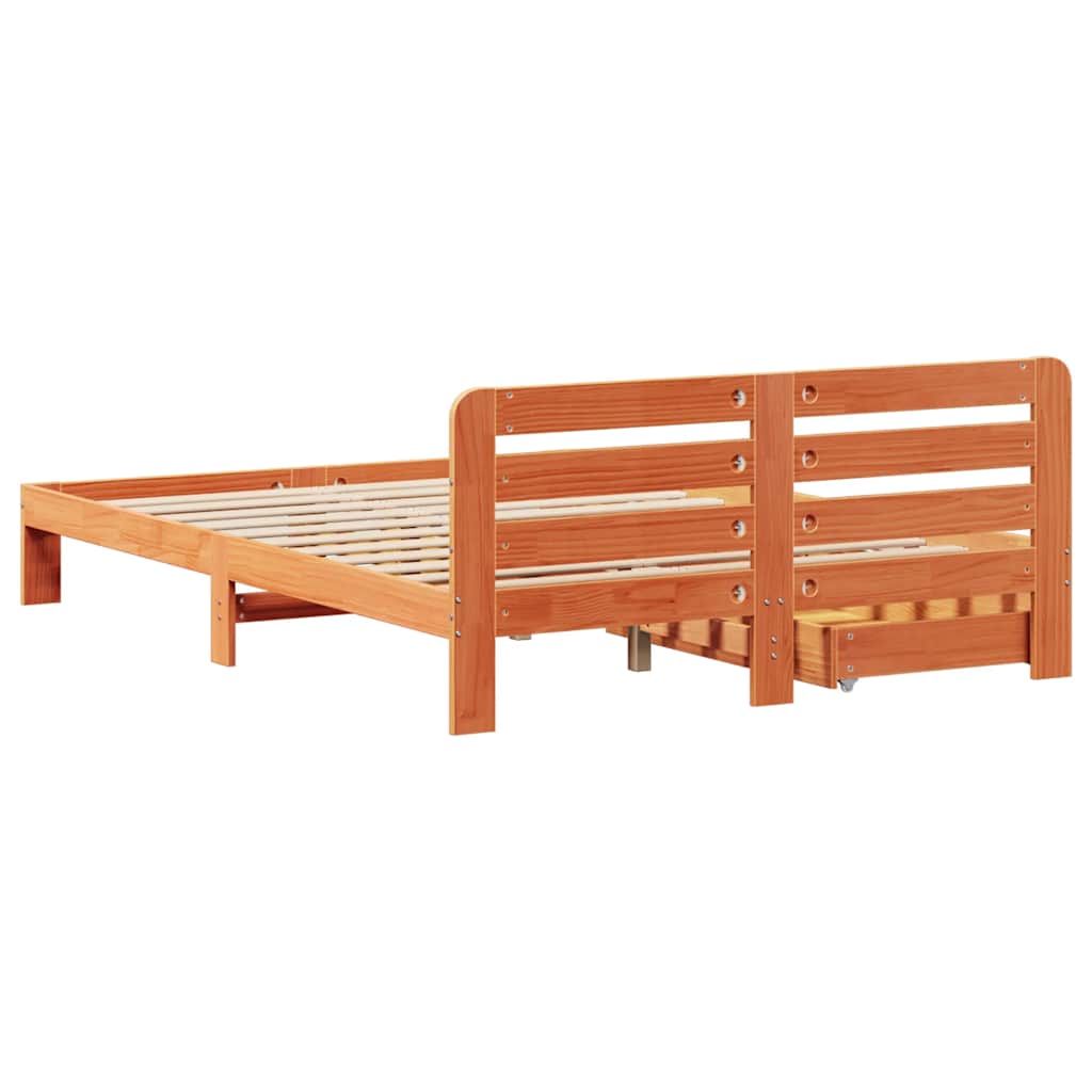 Sengeramme uten madrass voksbrun 120x190 cm heltre furu