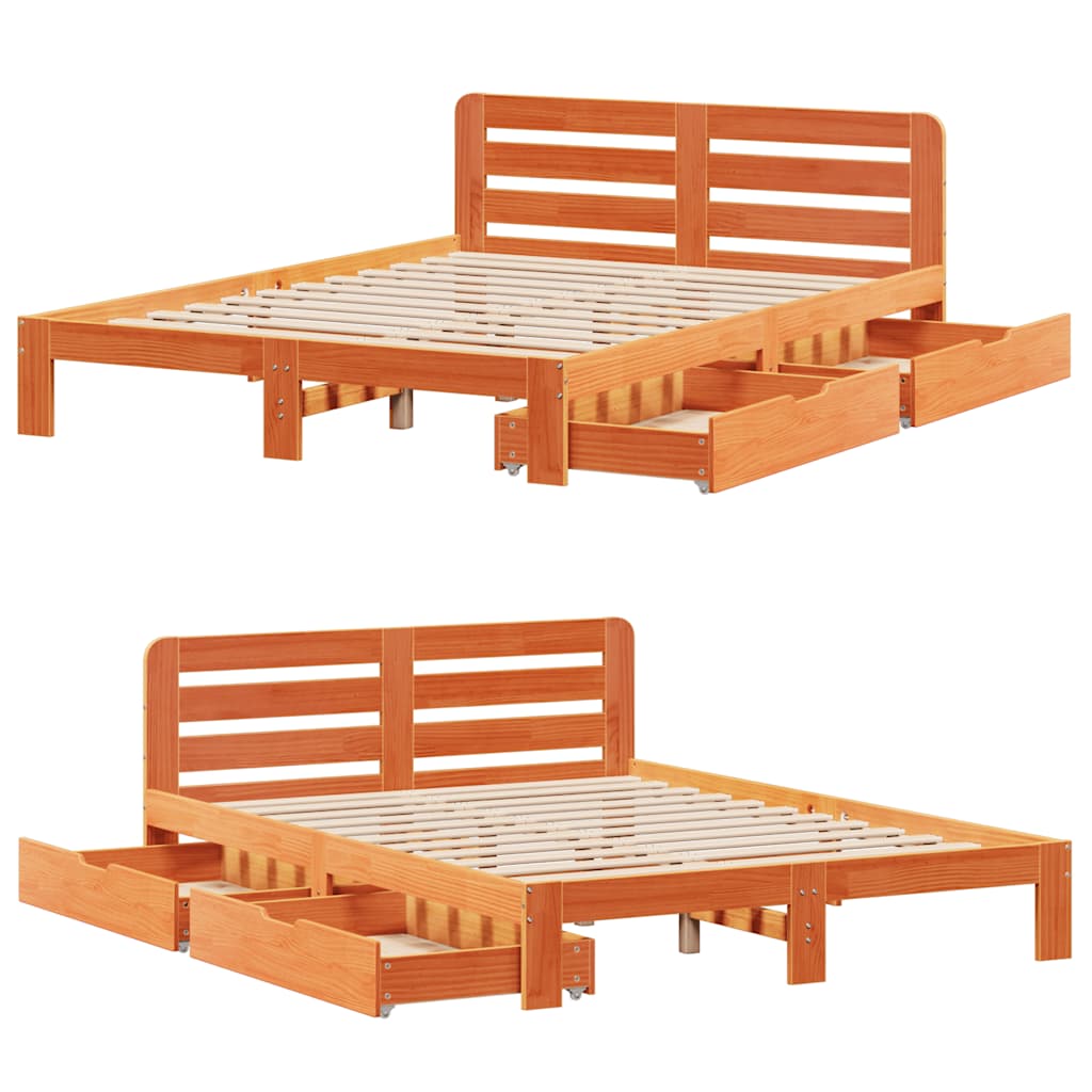 Sengeramme uten madrass voksbrun 120x190 cm heltre furu