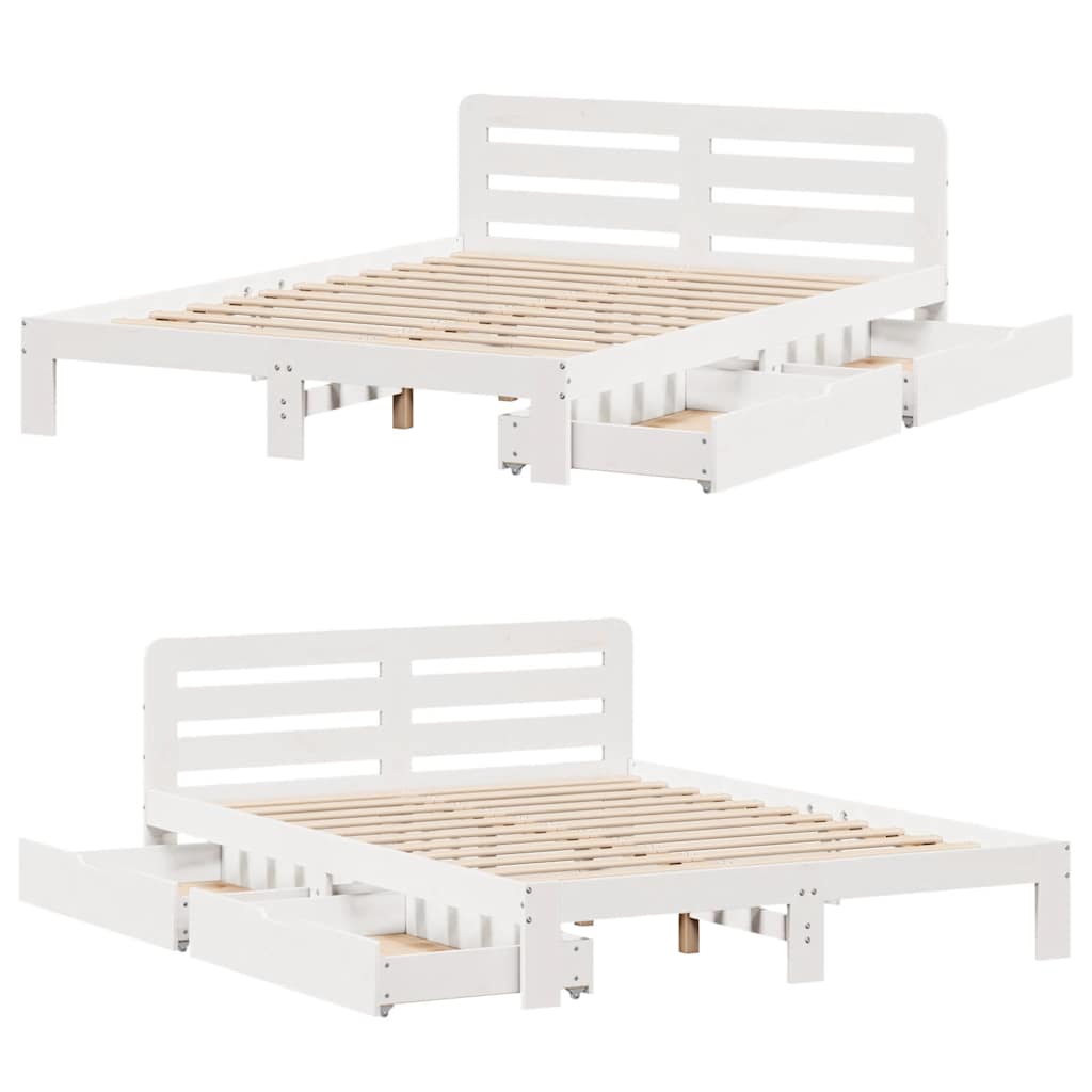 Sengeramme uten madrass hvit 135x190 cm heltre furu