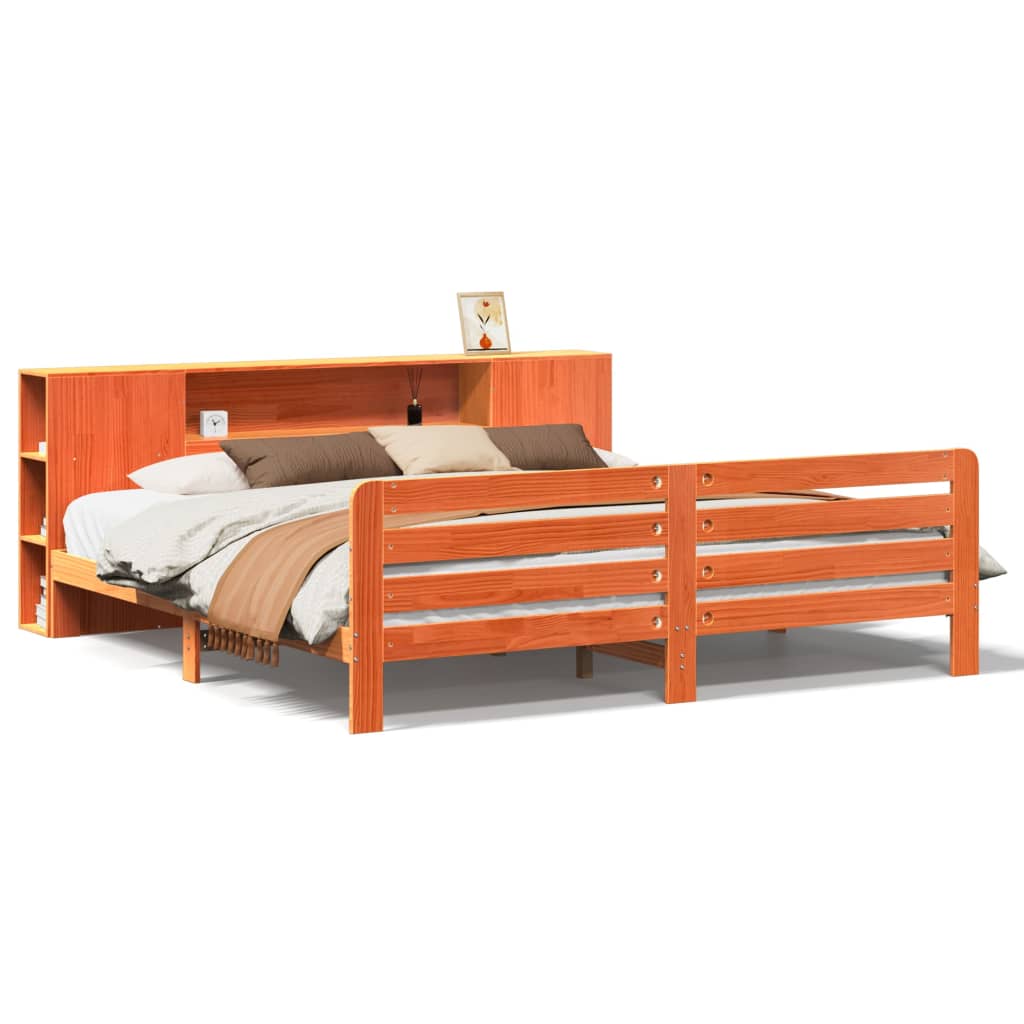 Sengeramme uten madrass voksbrun 180x200 cm heltre furu