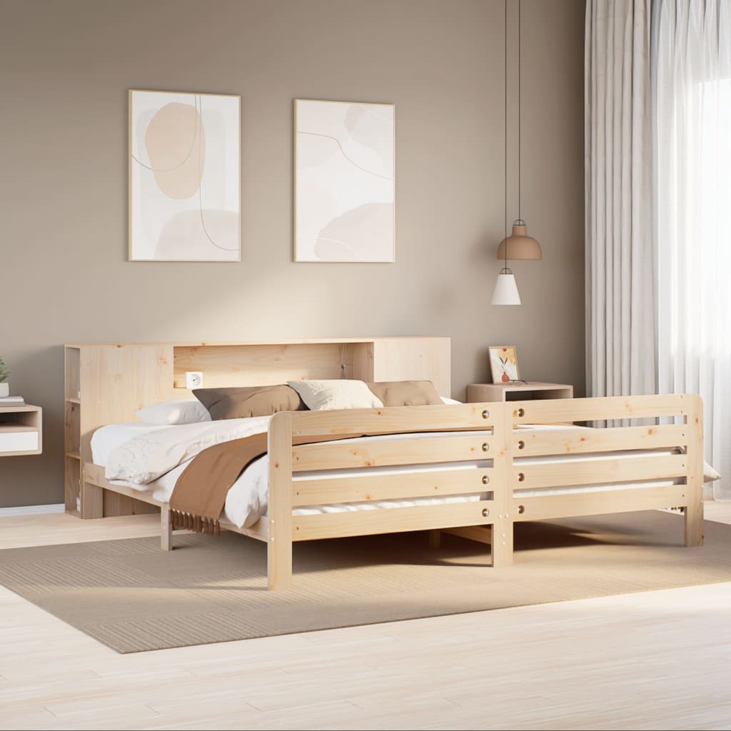 Sengeramme med madrass 200x200 cm heltre furu
