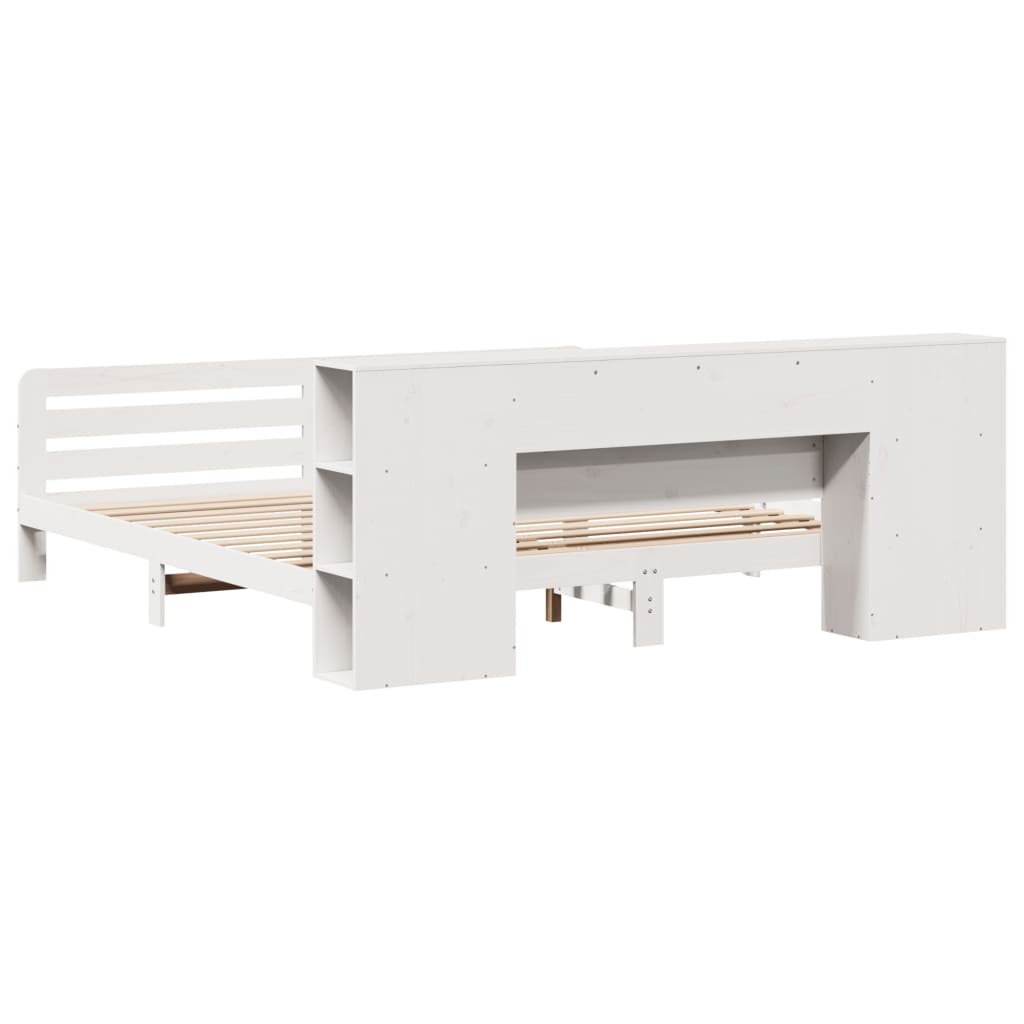 Sengeramme med madrass hvit 200x200 cm heltre furu