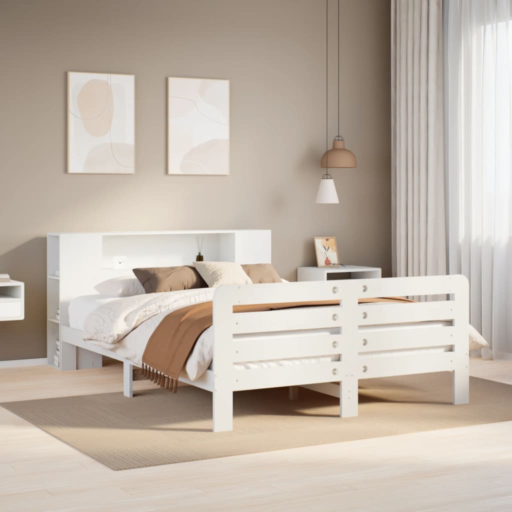 Sengeramme uten madrass hvit 135x190 cm heltre furu