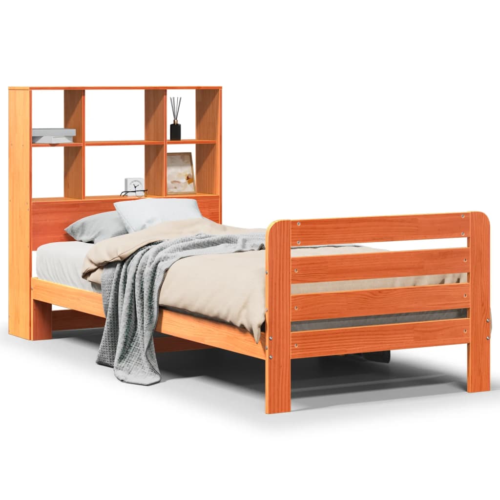 Sengeramme uten madrass voksbrun 90x190 cm heltre furu