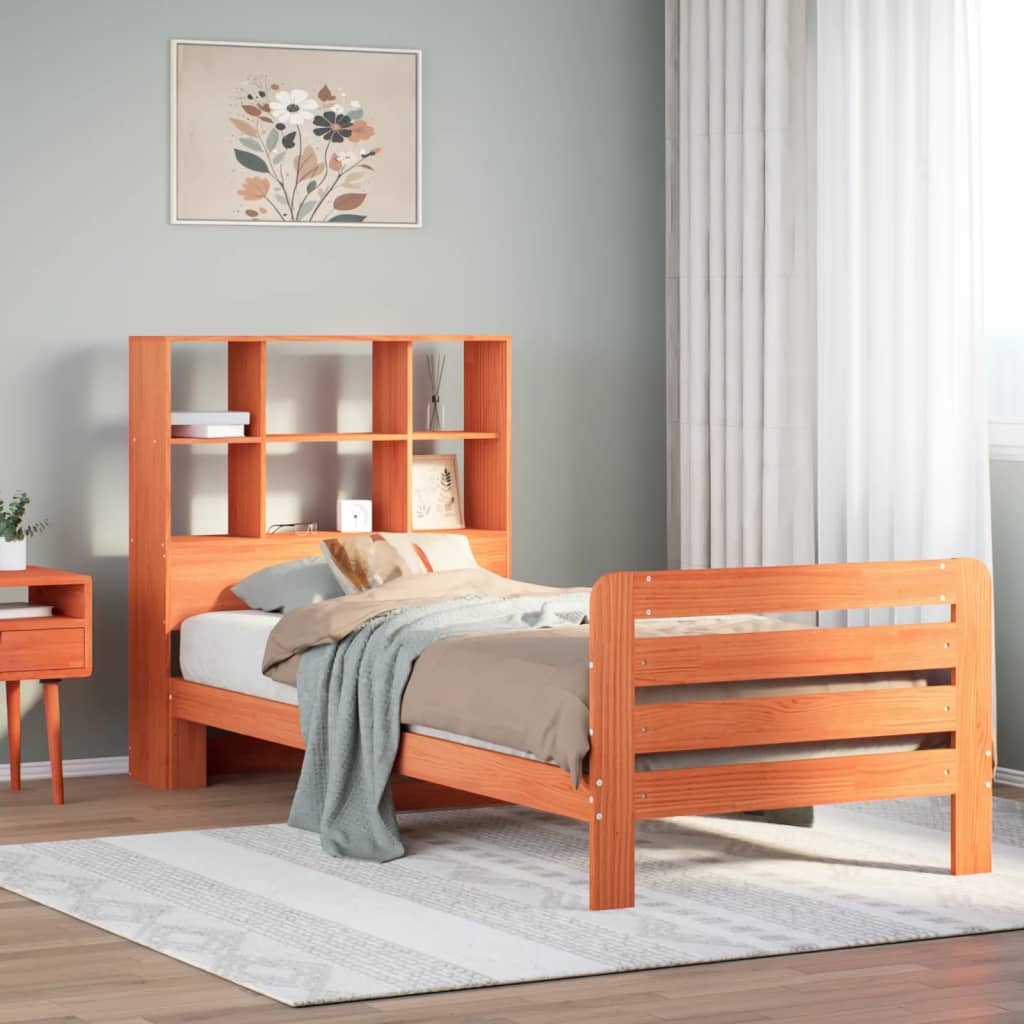 Sengeramme uten madrass voksbrun 90x190 cm heltre furu