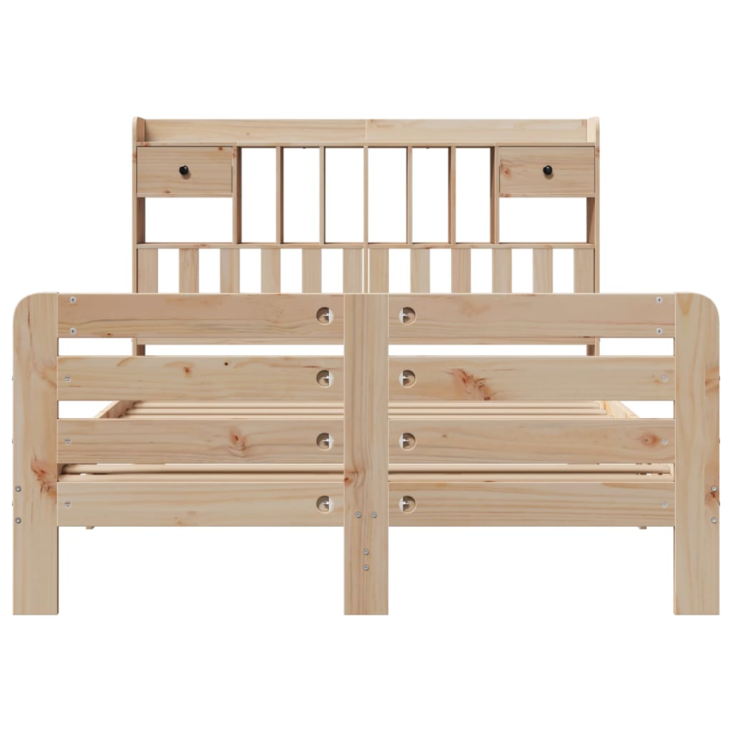 Seng med bokhylle uten madrass 150x200 cm heltre furu