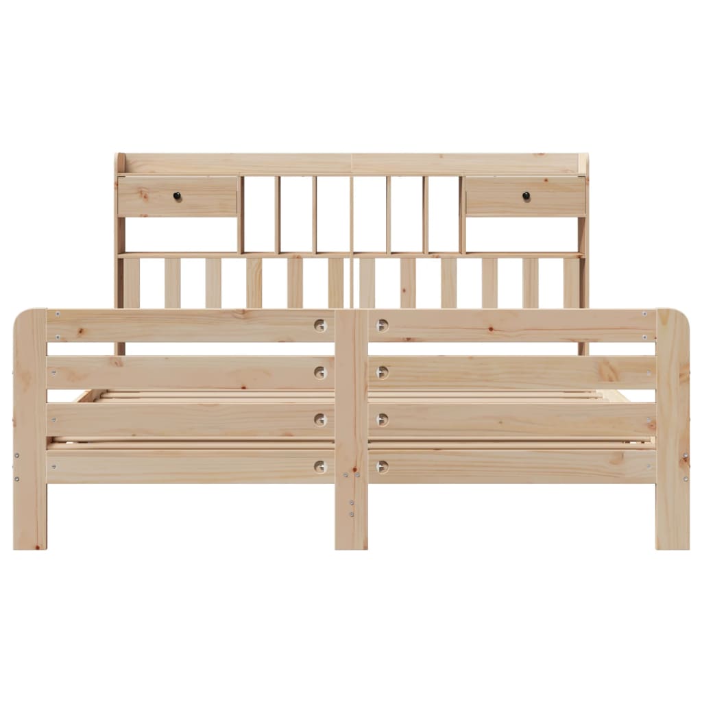 Seng med bokhylle uten madrass 180x200 cm heltre furu