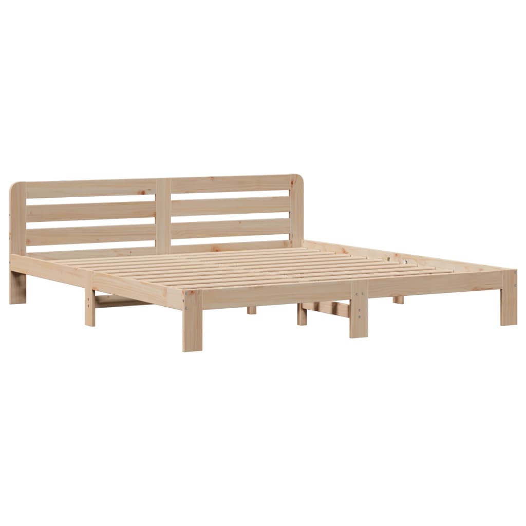 Seng med bokhylle uten madrass 180x200 cm heltre furu