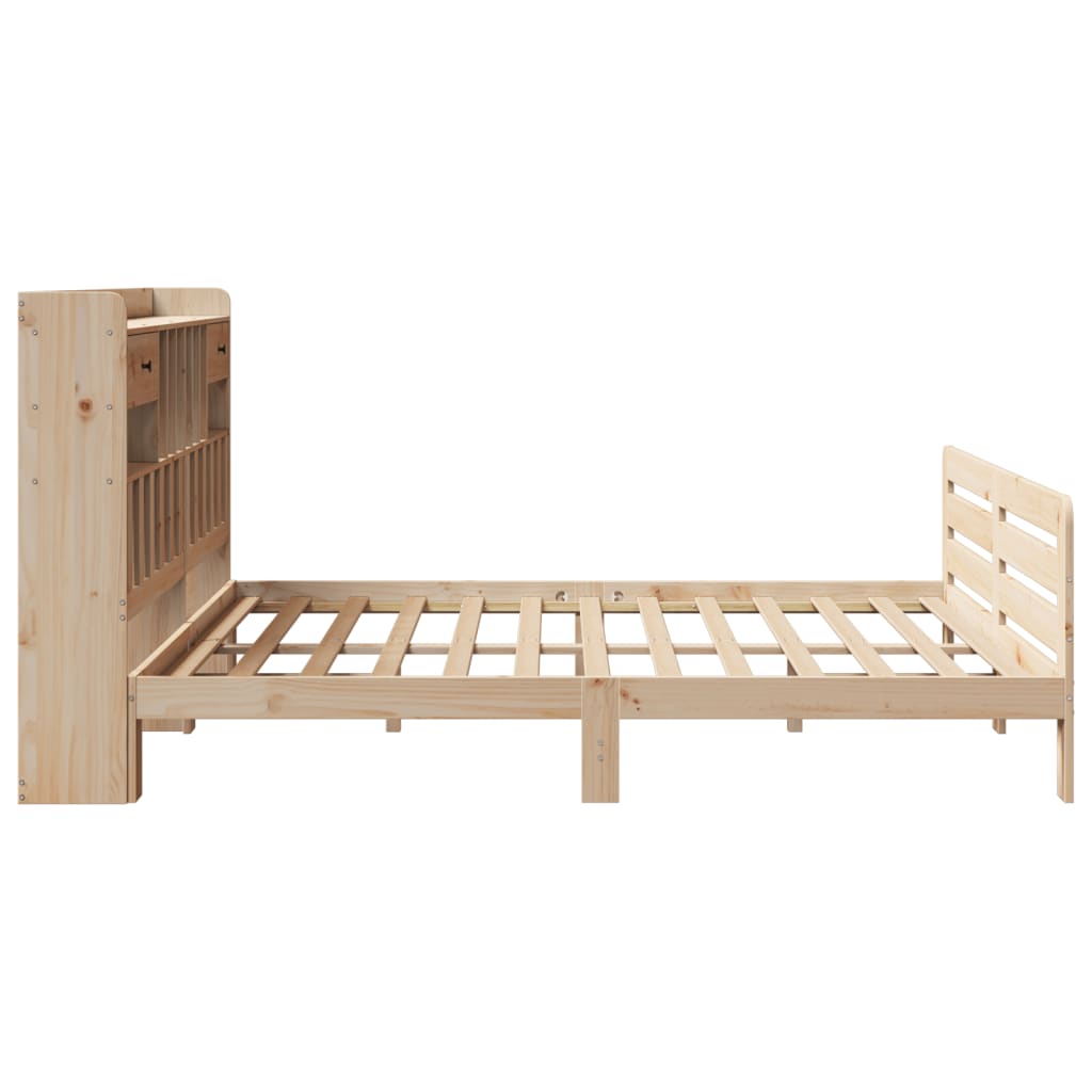 Seng med bokhylle uten madrass 180x200 cm heltre furu