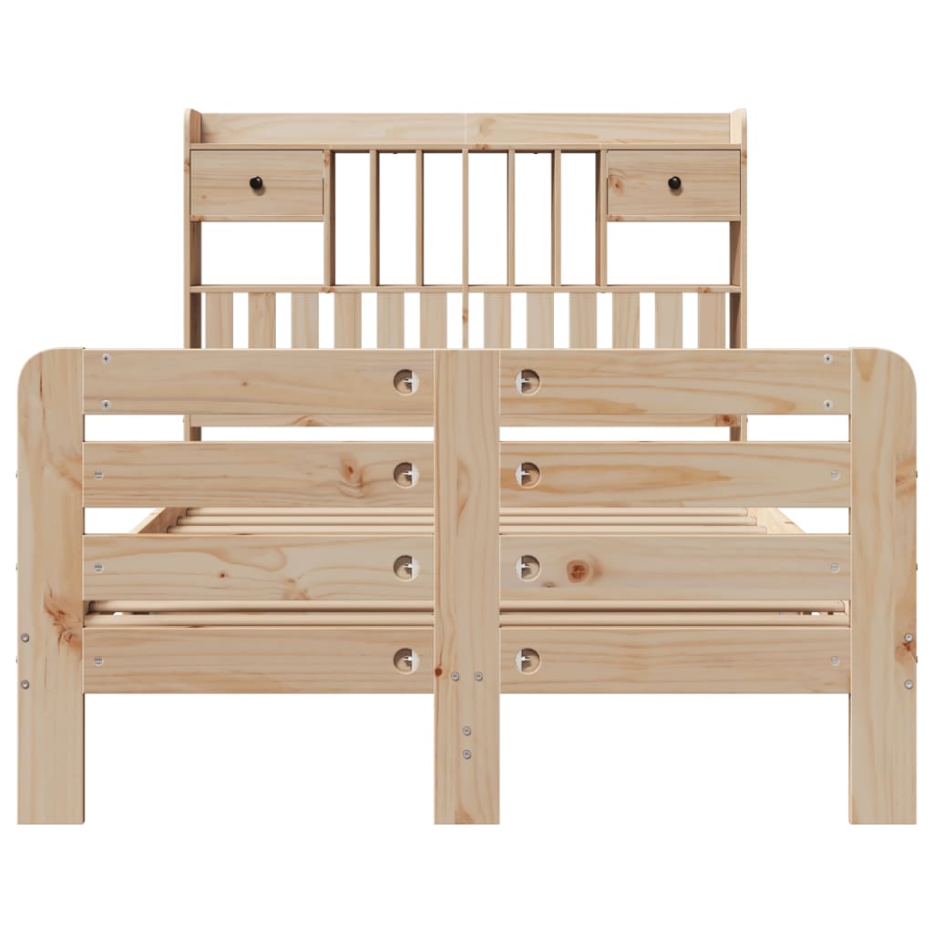 Seng med bokhylle uten madrass 135x190 cm heltre furu