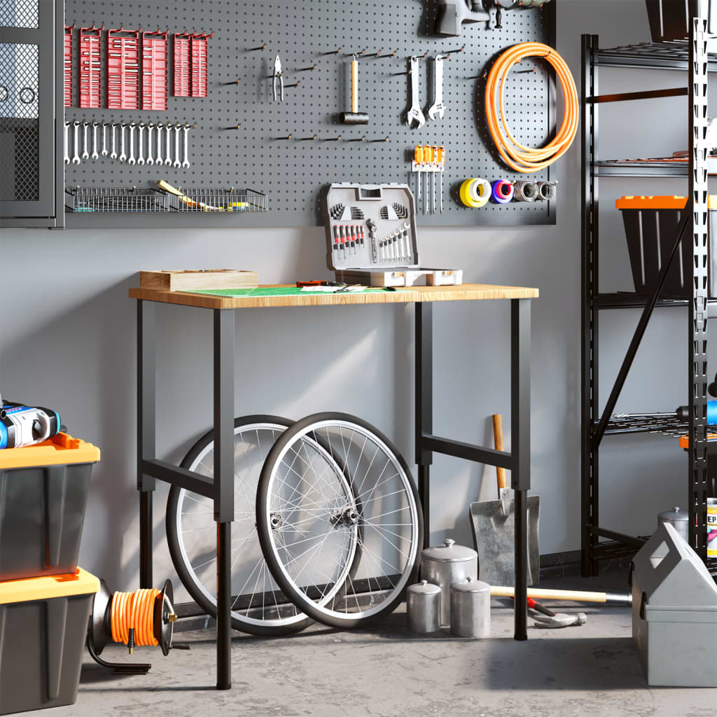 Arbeidsbenk lysebrun 100x60x(71,5-98) cm heltre eik rektangulær vidaXL