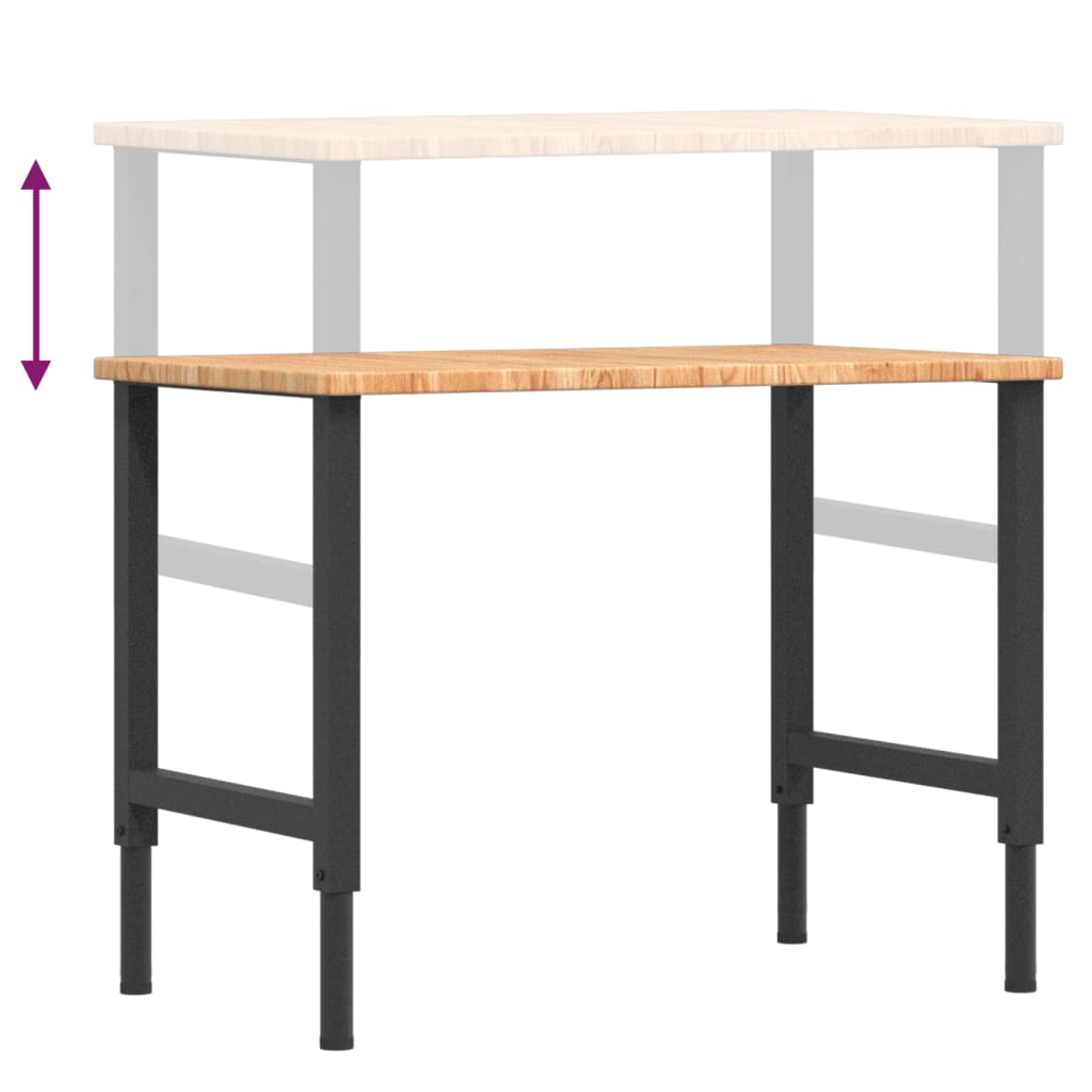 Arbeidsbenk lysebrun 100x60x(71,5-98) cm heltre eik rektangulær vidaXL
