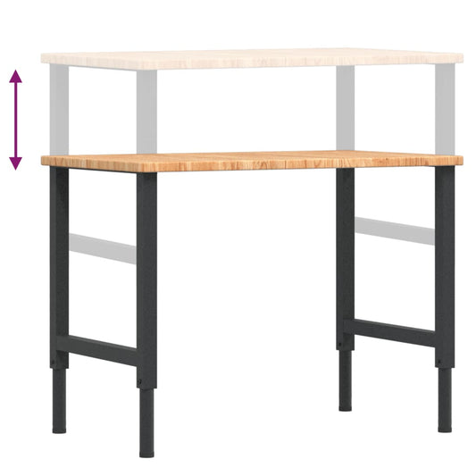 Arbeidsbenk lysebrun 100x60x(71,5-98) cm heltre eik rektangulær vidaXL