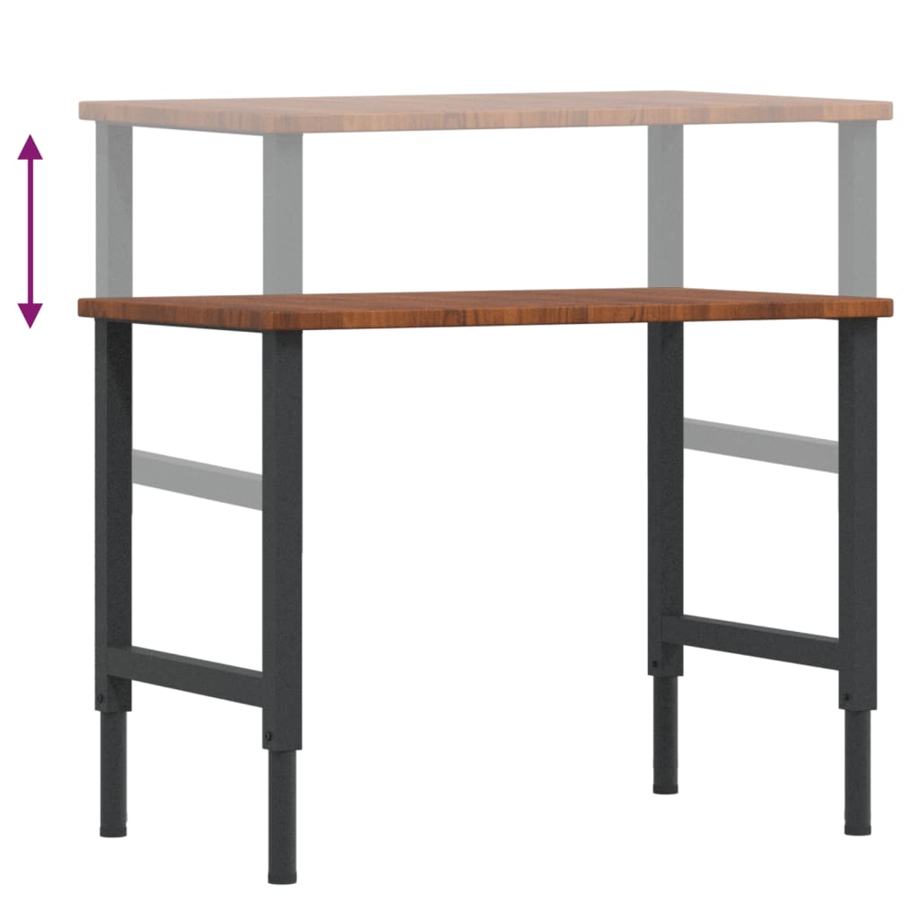 Arbeidsbenk mørkebrun 100x60x(71,5-98)cm heltre eik rektangulær