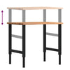 Arbeidsbenk lysebrun 80x60x(71,5-98) cm heltre eik