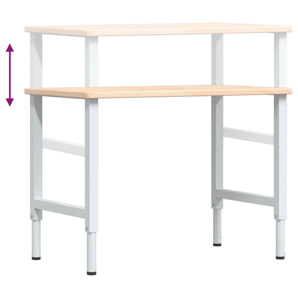 Arbeidsbenk 100x60x(71,5-98) cm heltre eik rektangulær