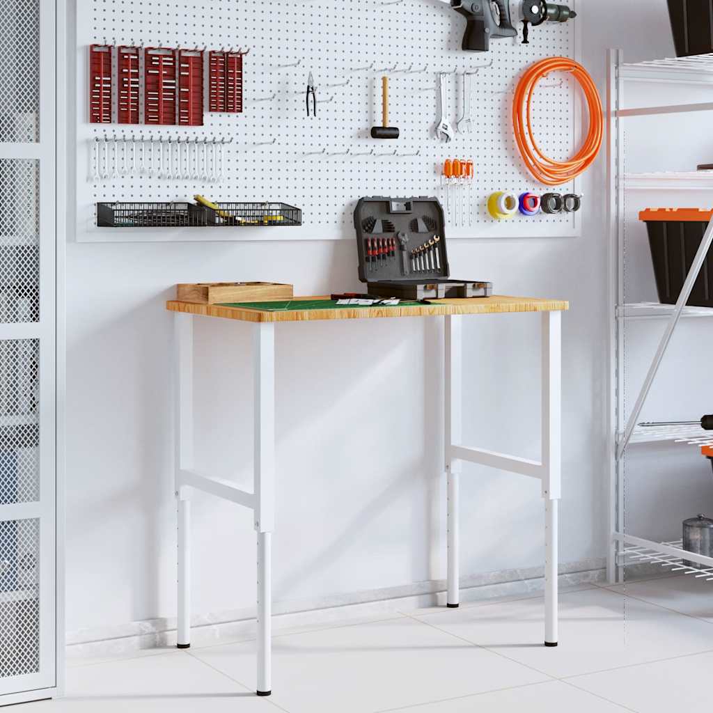 Arbeidsbenk lysebrun 100x60x(71,5-98) cm heltre eik rektangulær vidaXL