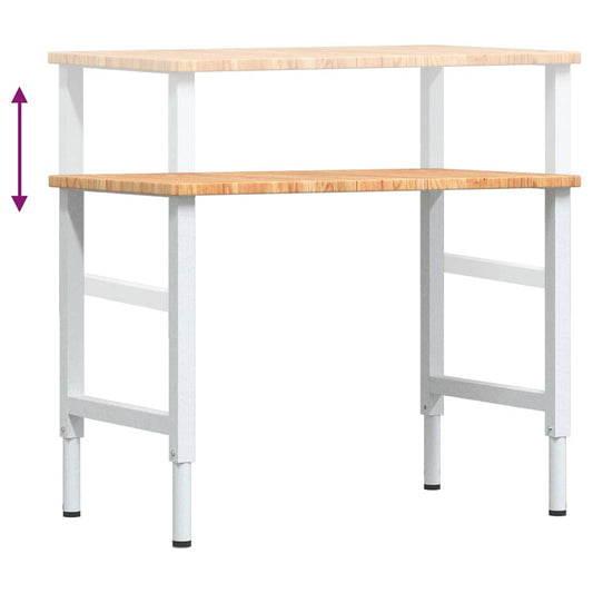 Arbeidsbenk lysebrun 100x60x(71,5-98) cm heltre eik rektangulær vidaXL