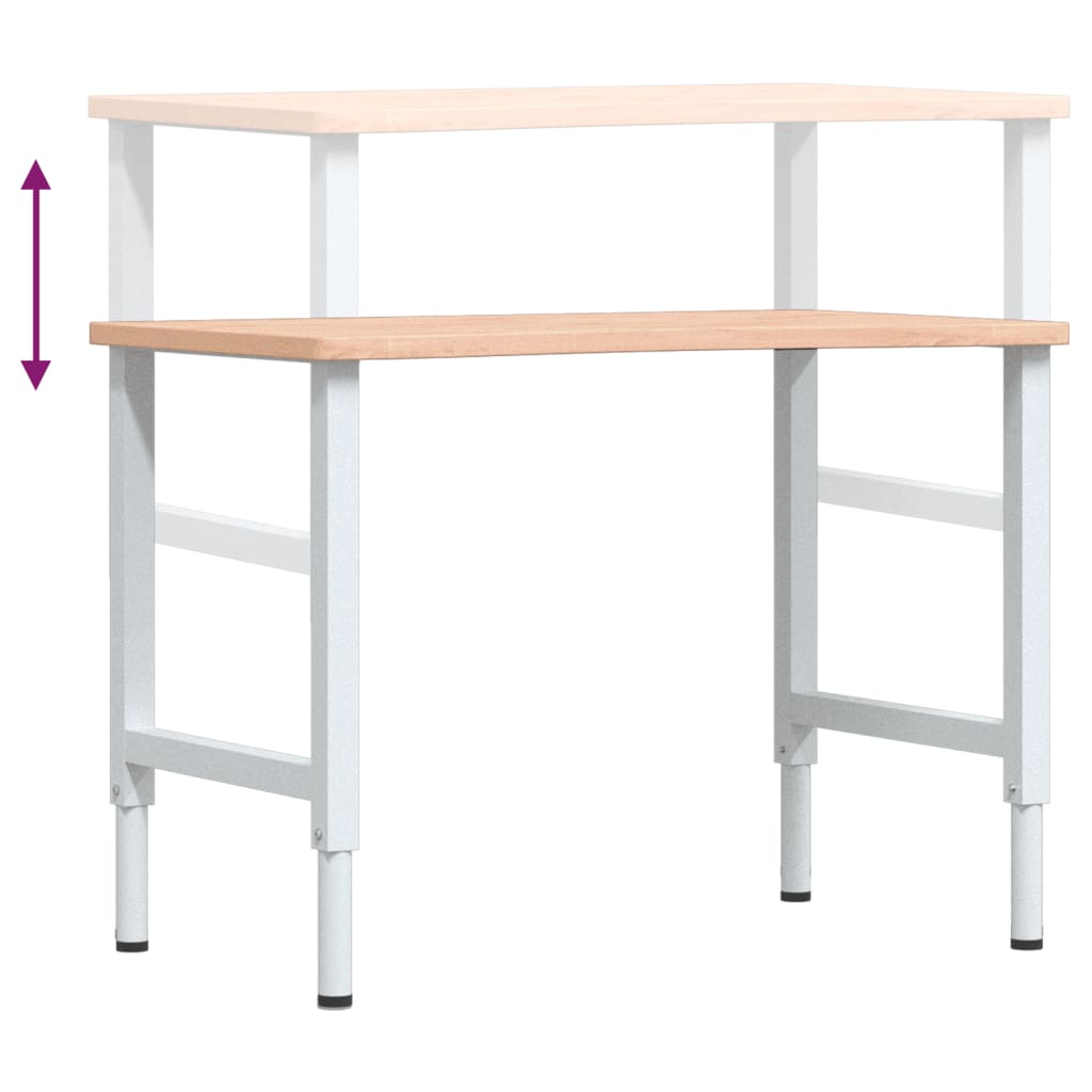 Arbeidsbenk 100x(55-60)x(71,5-98) cm heltre bøk