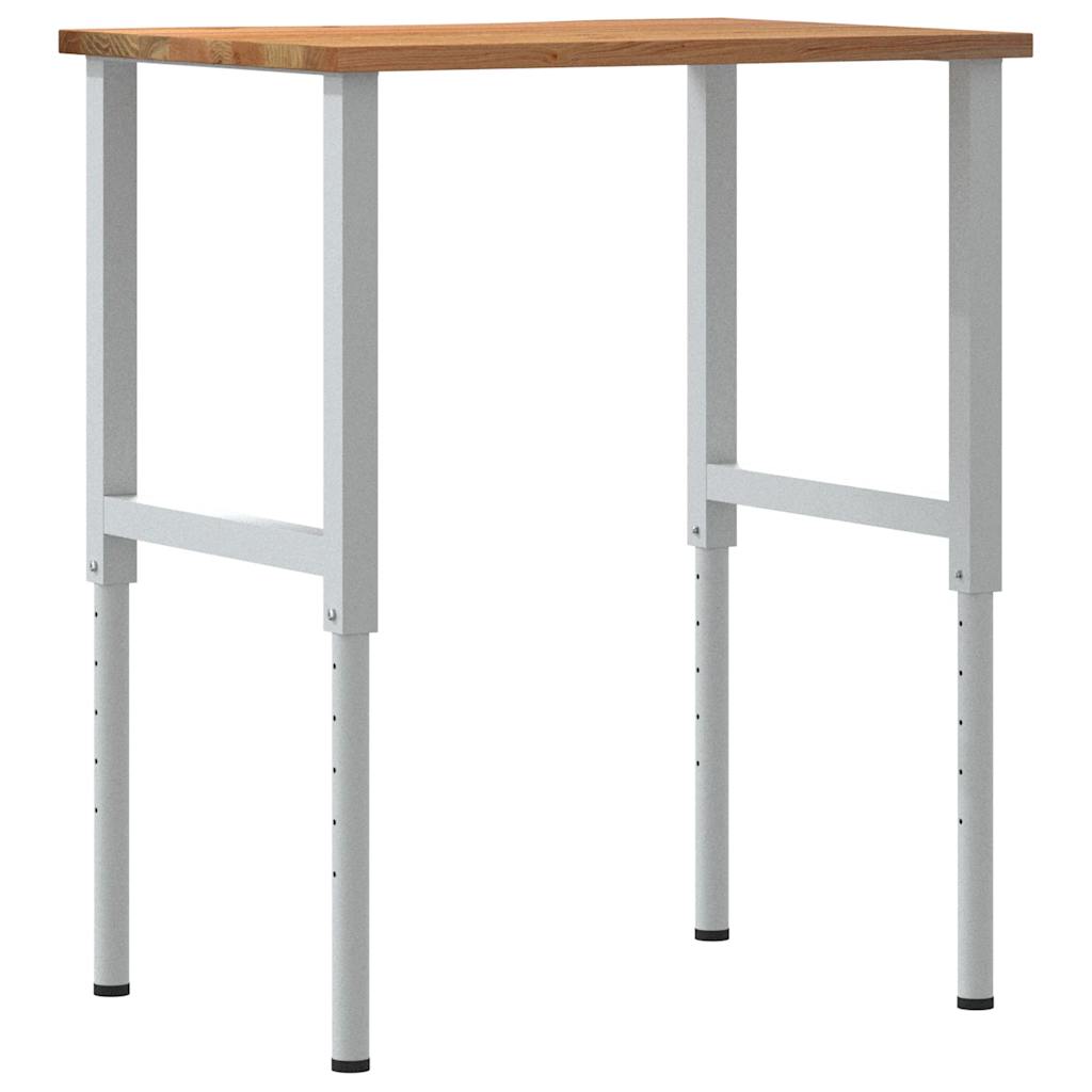 Arbeidsbenk lysebrun 80x60x(71,5-98) cm heltre eik