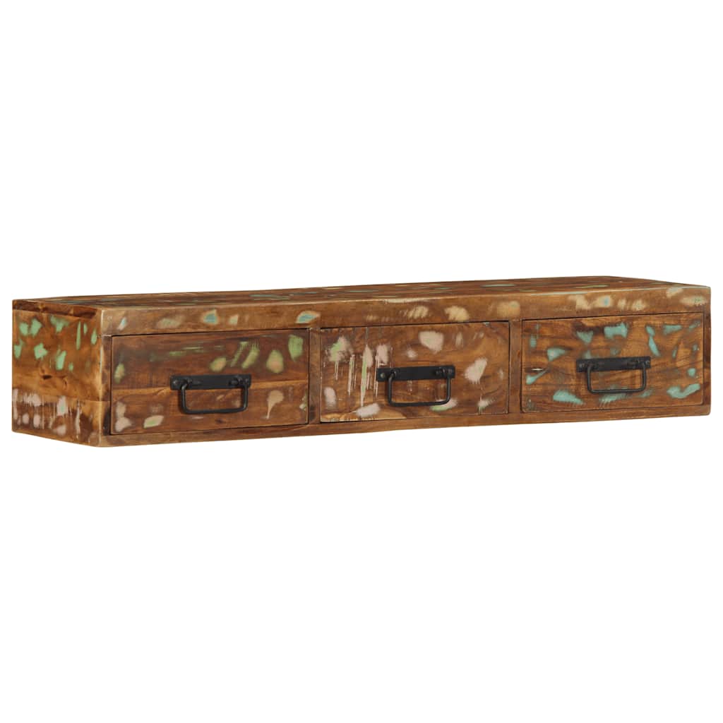 Veggmontert TV-benk 100x30x19 cm gjenvunnet heltre