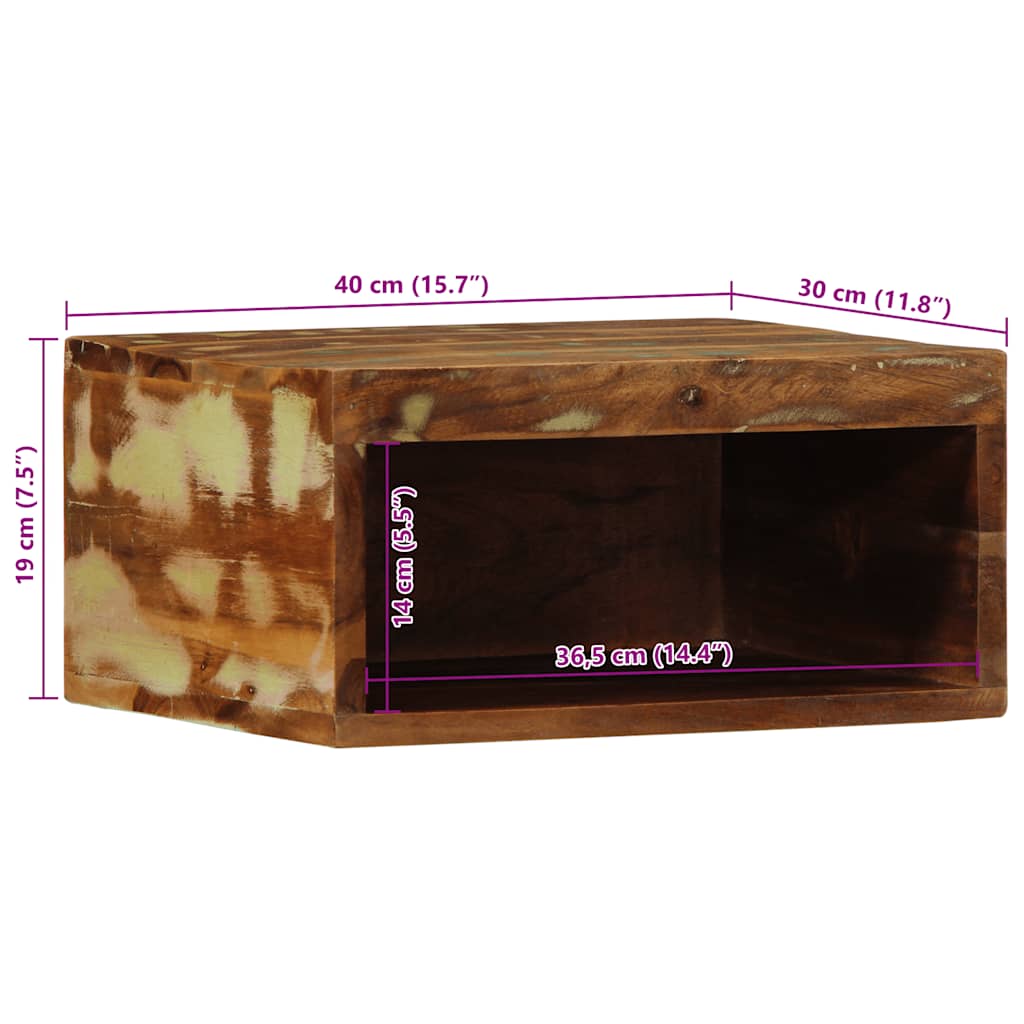 Veggmontert TV-benk 40x30x19 cm gjenvunnet heltre