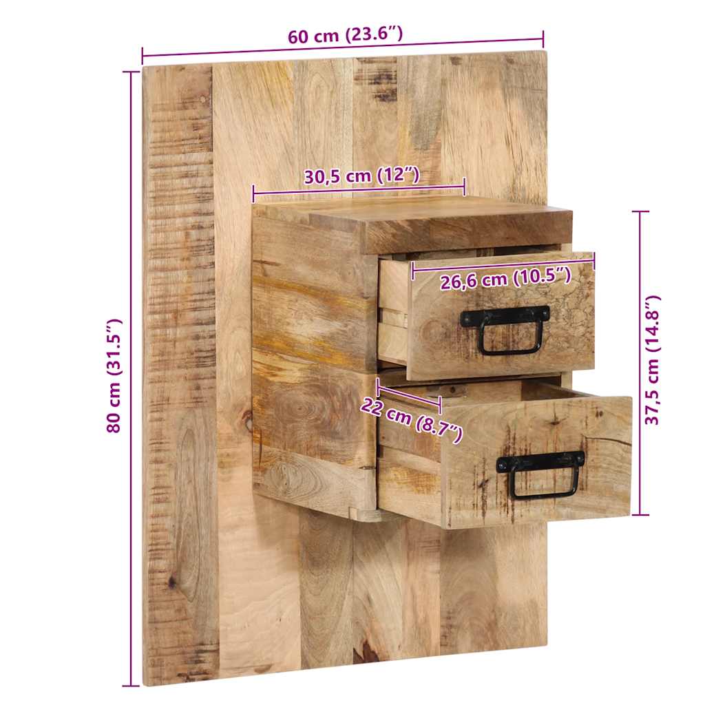 Nattbord 60x32x80 cm grovt heltre mangotre