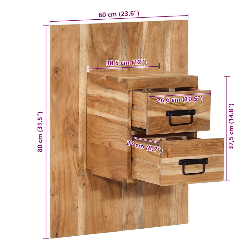 Nattbord 60x32x80 cm heltre akasie
