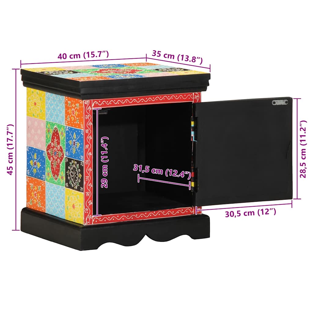 Nattbord flerfarget 40x35x45 cm heltre mango