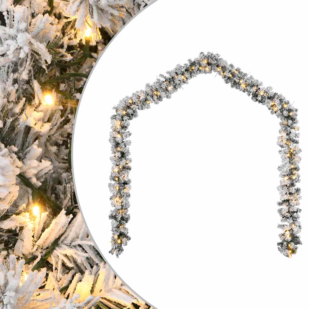 Julekrans med LED-lys grønn 10 m PVC