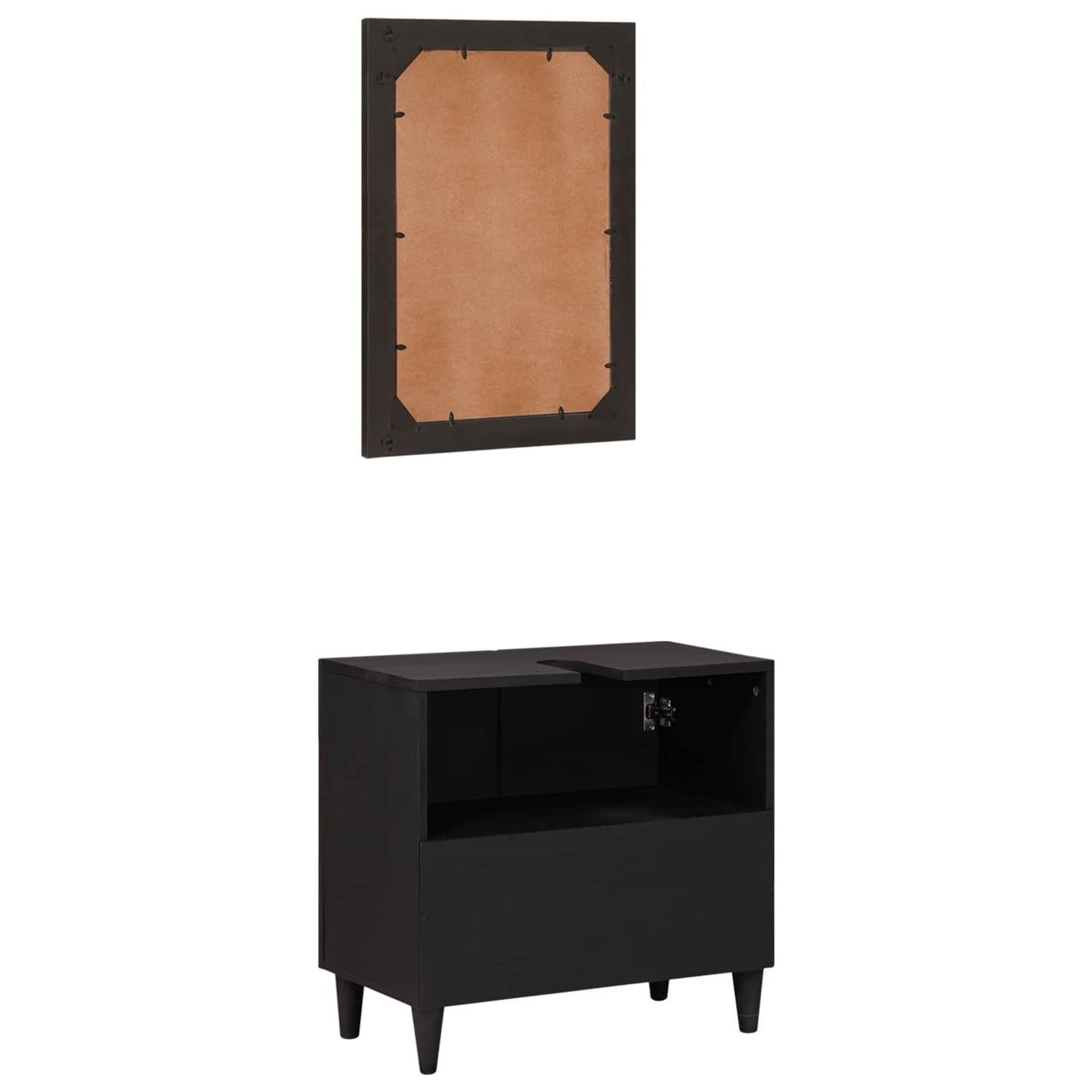 Baderomsskapsett Veggmontert med lagring 2 pcs Massiv mango tre
