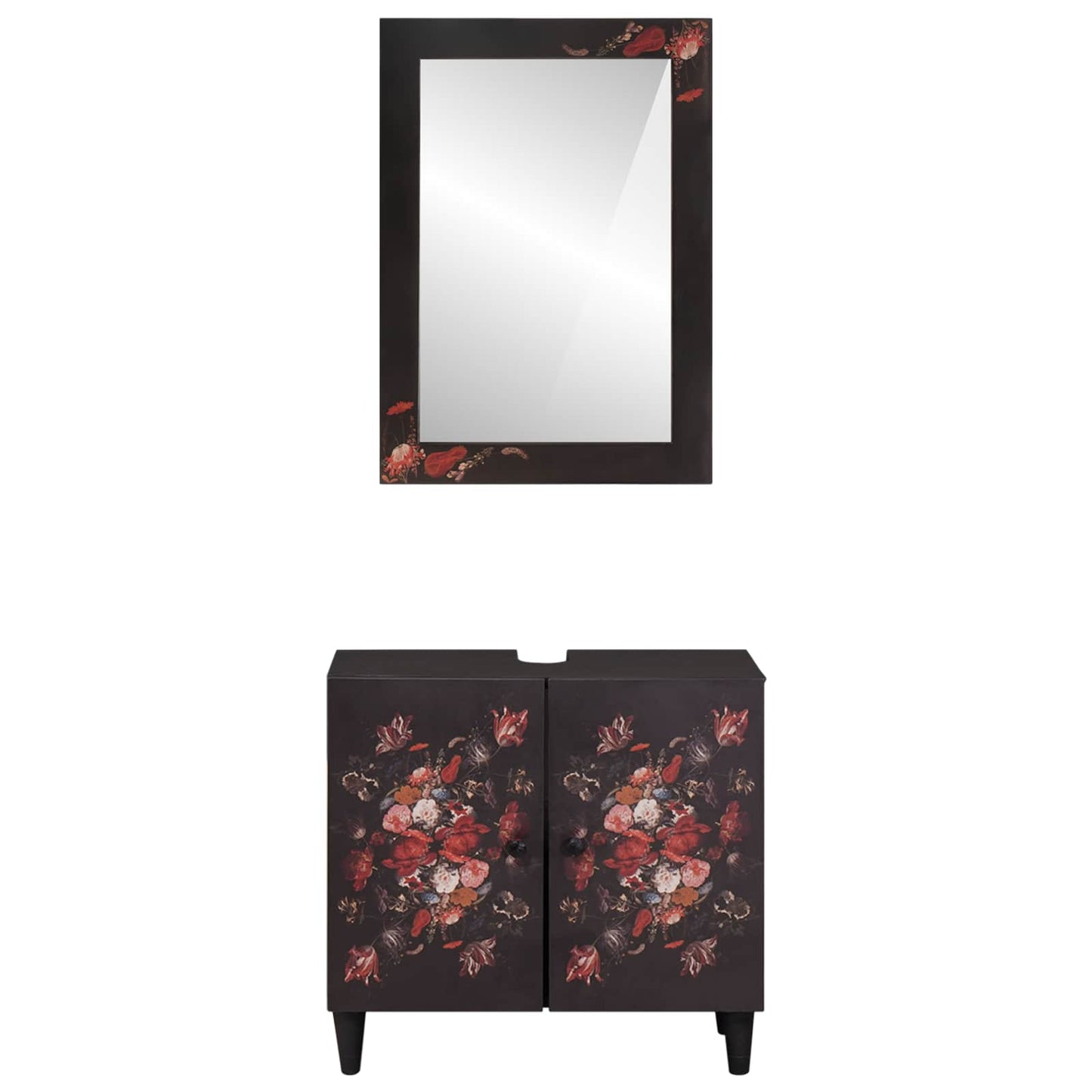 Baderomsskapsett Veggmontert med lagring 2 pcs Massiv mango tre