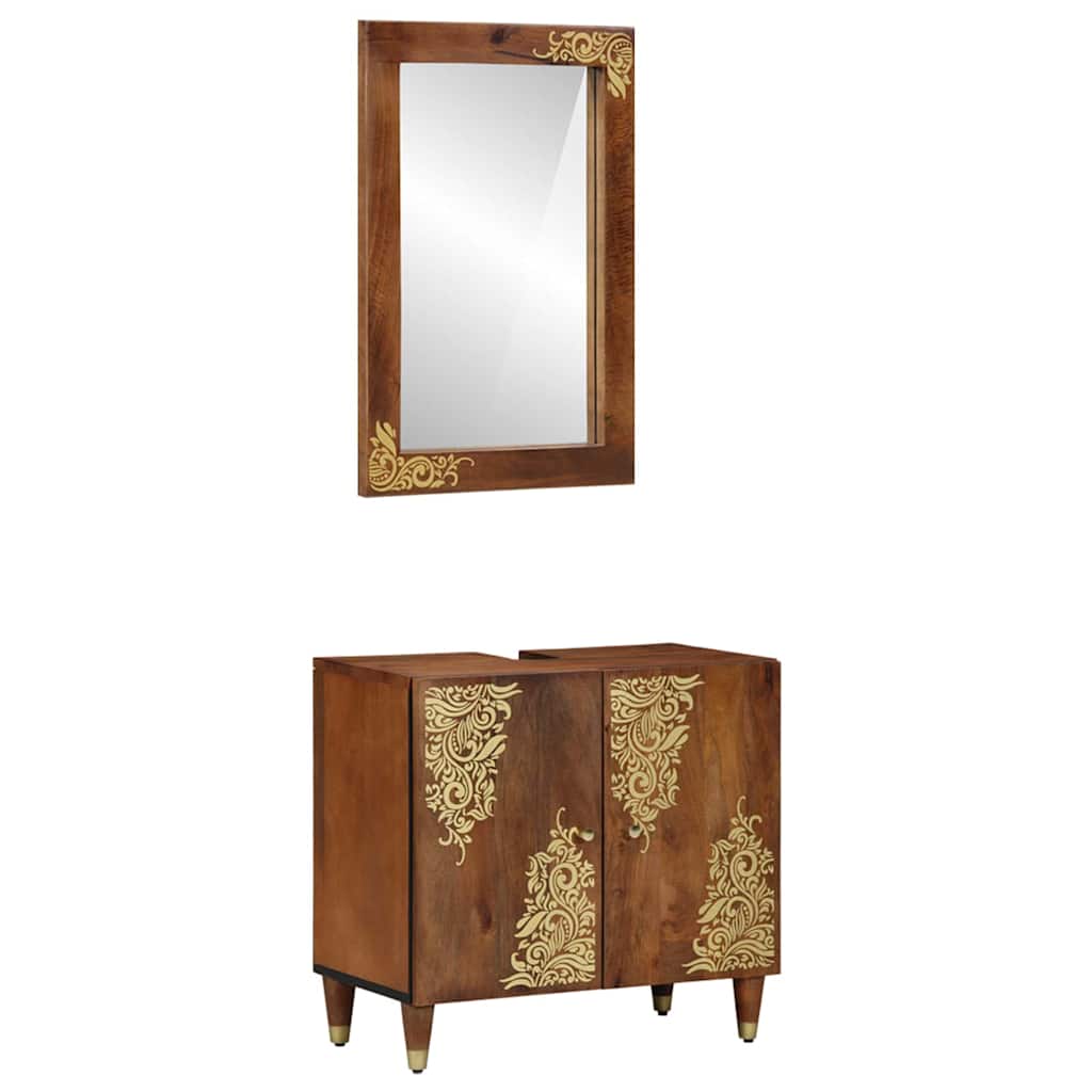 Bademøbelsett 2 pcs Brun 62 x 33 x 58 cm Massivt mangotre