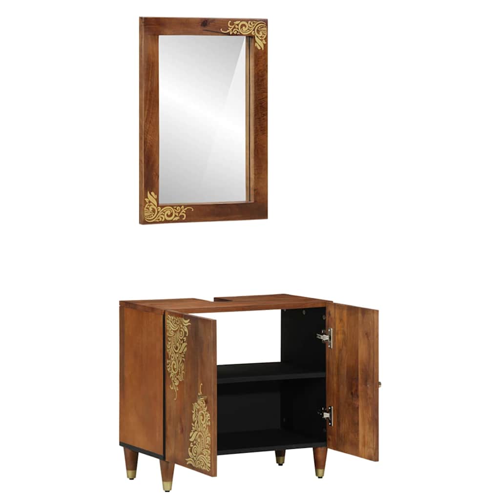 Bademøbelsett 2 pcs Brun 62 x 33 x 58 cm Massivt mangotre