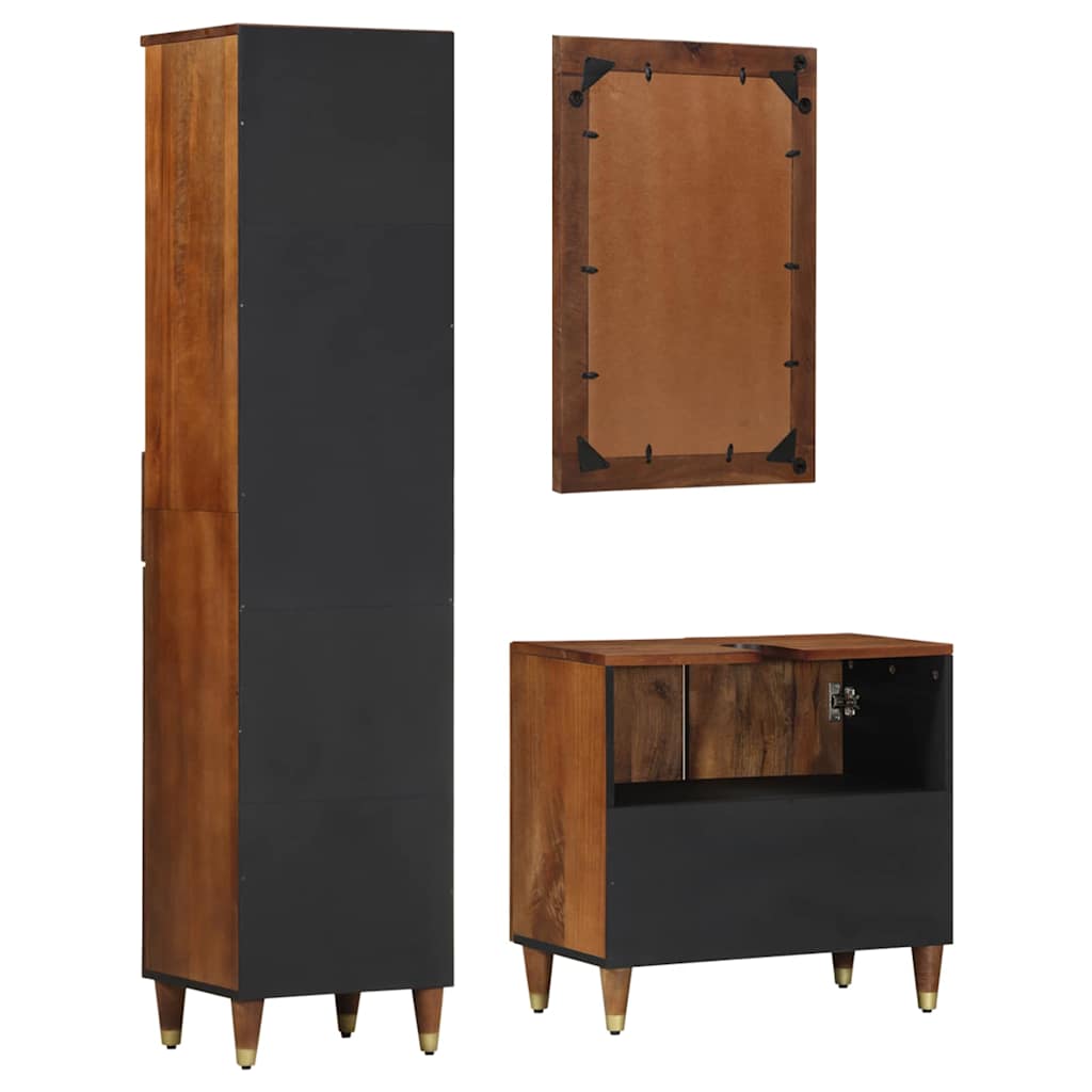 Baderomssett 3 pcs Brun 62 x 33 x 58 cm Massivt mangotre