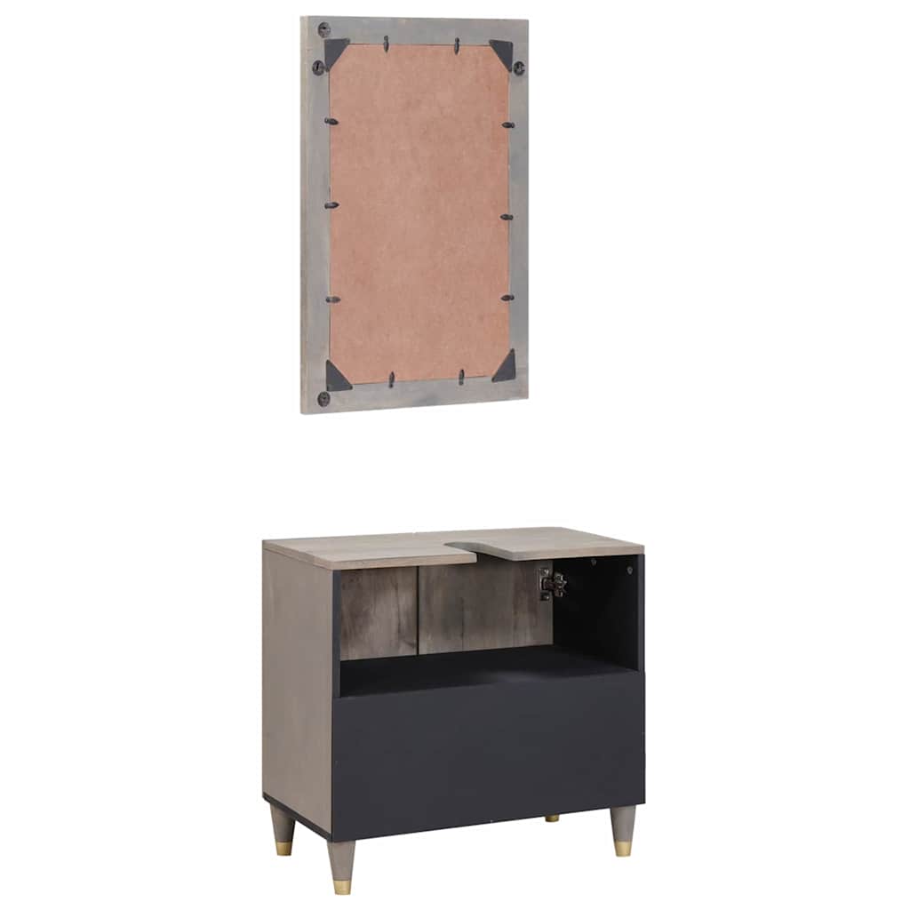 Baderomsinnredningssett Veggmontert 2 pcs Grå 62 x 33 x 58 cm