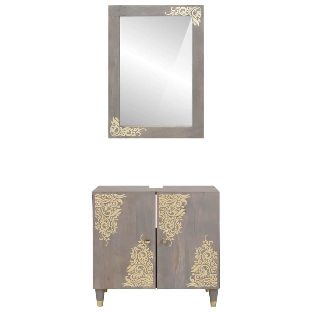 Baderomsinnredningssett Veggmontert 2 pcs Grå 62 x 33 x 58 cm