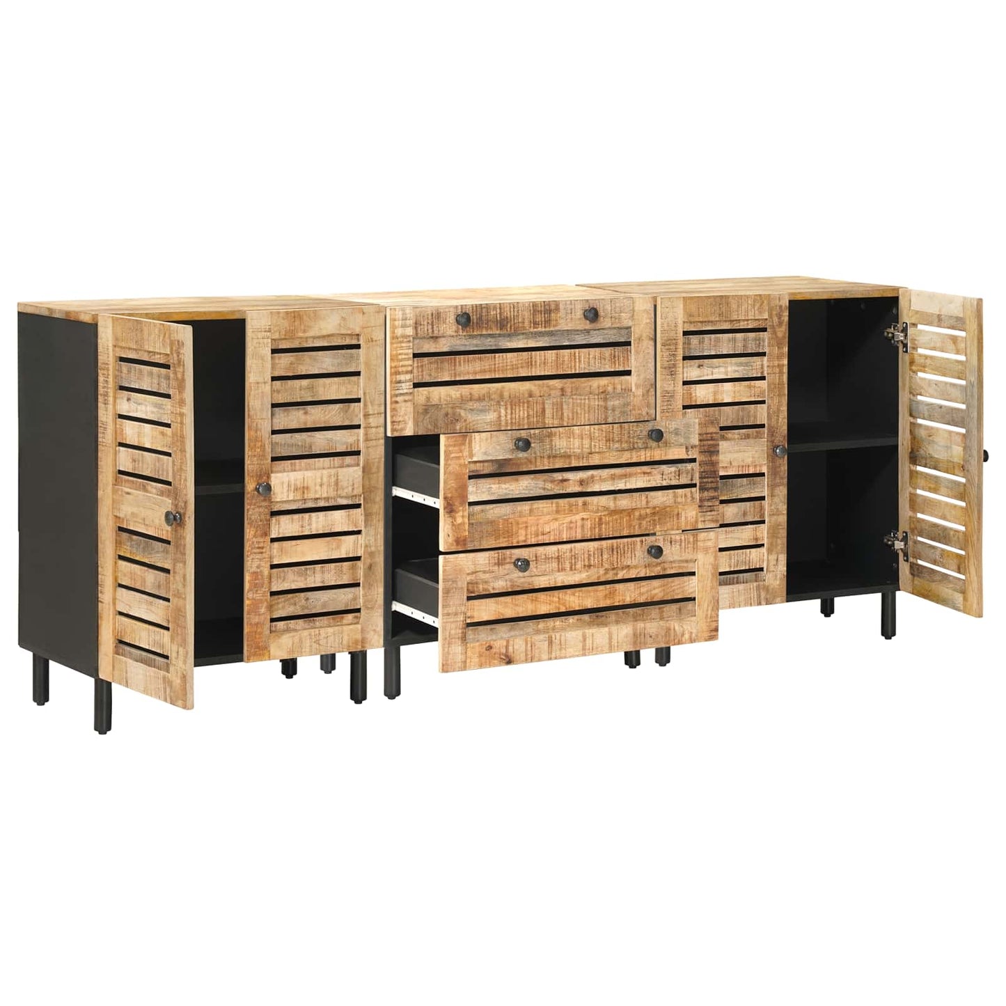 Oppbevaringsskap 3 stk. 180 x 33 x 75 cm Massiv mango tre