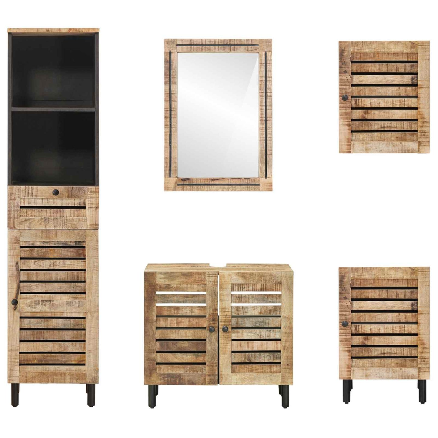 Baderomsskapsett 5 stk. Naturlig 38 x 33 x 160 cm