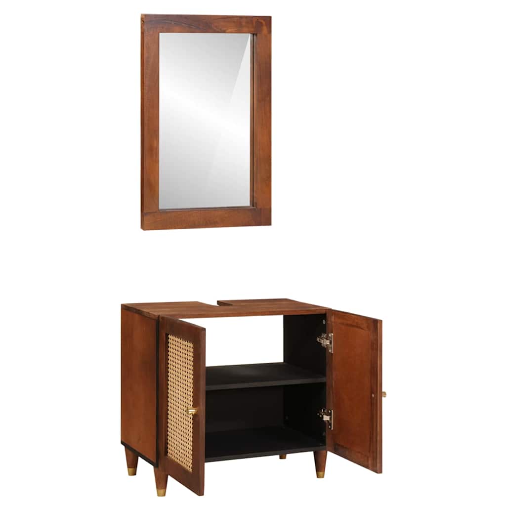 Baderomsmøbler med skuff 2 pcs 62 x 33 x 58 cm Massiv mango tre